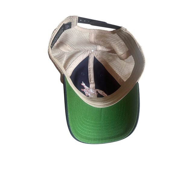 Lobster Embroidered Navy Blue & Beige Mesh Trucker Hat Adjustable - Picture 4 of 5